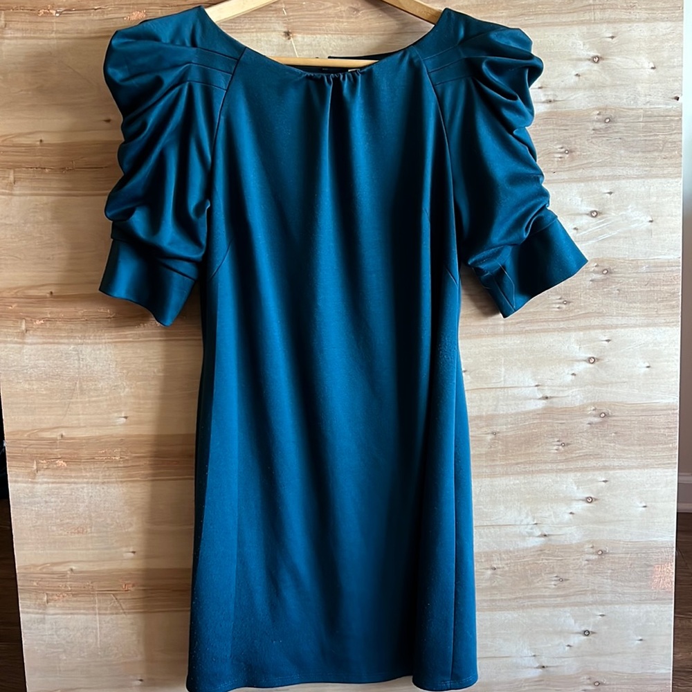 Puff sleeve shift dress
